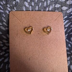 Vintage 90s Gold Heart Stud Earrings